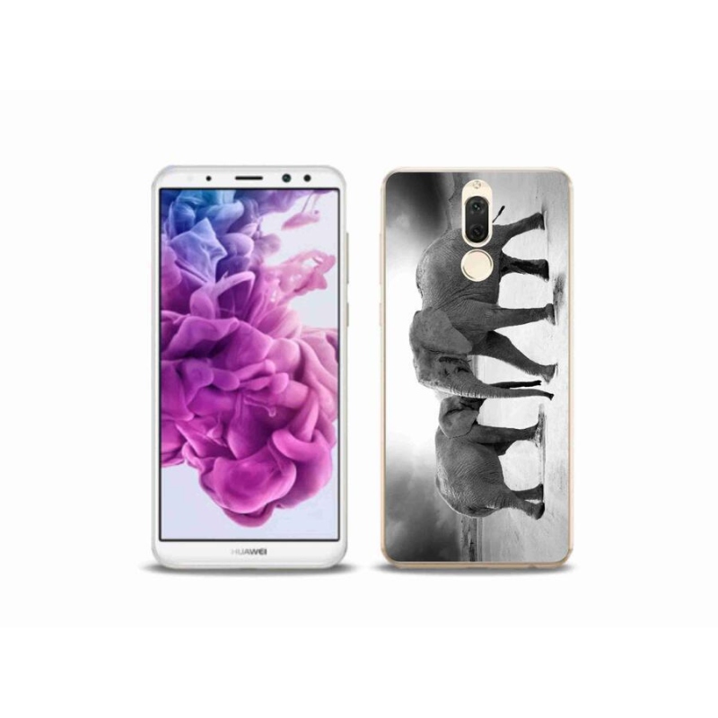Gél borítás mmCase a Huawei Mate 10 Lite készülékhez - fekete és fehér elefántok