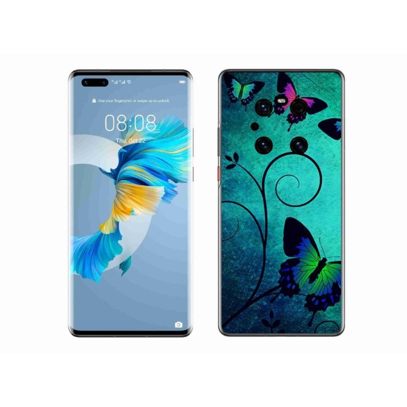 Gél borító mmCase a mobil Huawei Mate 40 Pro - színes pillangókhoz