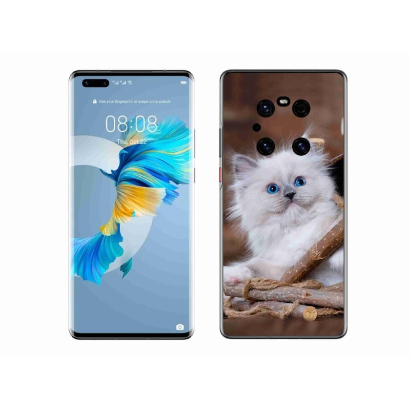 Gél borítás mmCase a Huawei Mate 40 Pro készülékhez - fehér cica