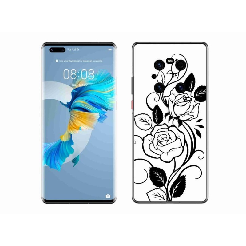 Zselés borítás mmCase a Huawei Mate 40 Pro-hoz - fekete és fehér rózsa