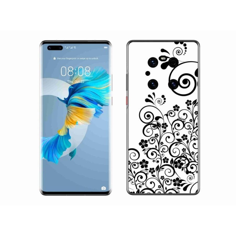 Zselés borítás mmCase a Huawei Mate 40 Pro készülékhez - fekete és fehér virágminták