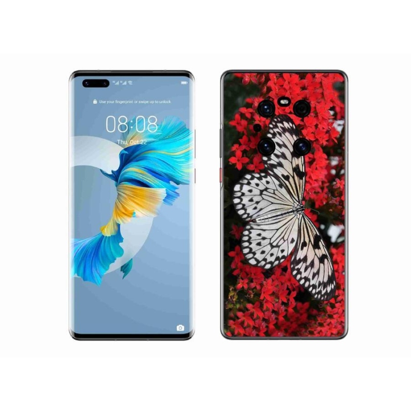 Zselés borítás mmCase a Huawei Mate 40 Pro-hoz - fekete-fehér pillangó 1