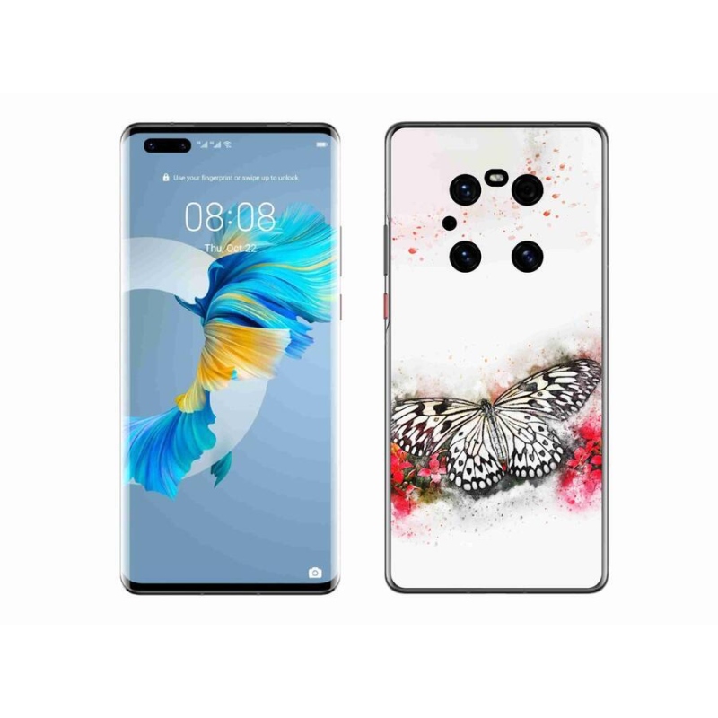 Zselés borítás mmCase a Huawei Mate 40 Pro-hoz - fekete-fehér pillangó