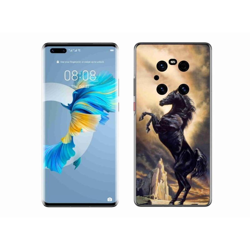 Zselés borítás mmCase a Huawei Mate 40 Pro-hoz - fekete rajzfilm ló