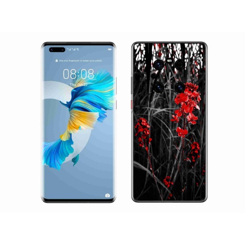 Gél borítás mmCase a Huawei Mate 40 Pro számára - piros növény
