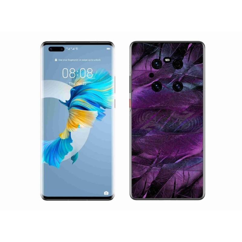 Zselés borítás mmCase a Huawei Mate 40 Pro készülékhez - lila tollak