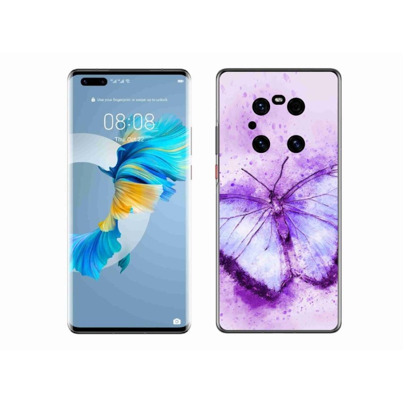 Gél védőhuzat mmCase a mobil Huawei Mate 40 Pro készülékhez - lila pillangó