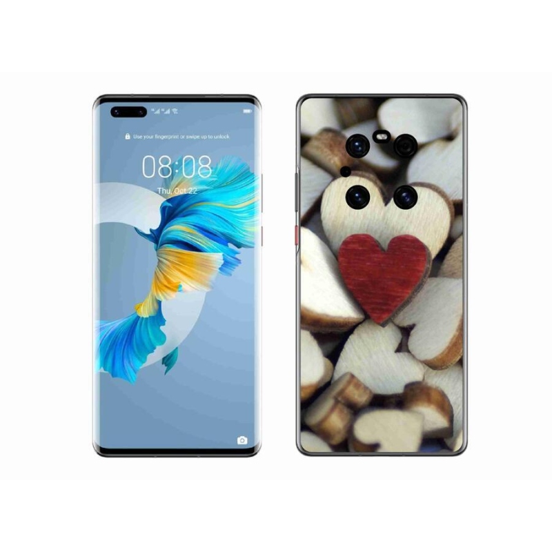 Gél borítás mmCase mobiltelefonhoz Huawei Mate 40 Pro - gravírozott piros szív