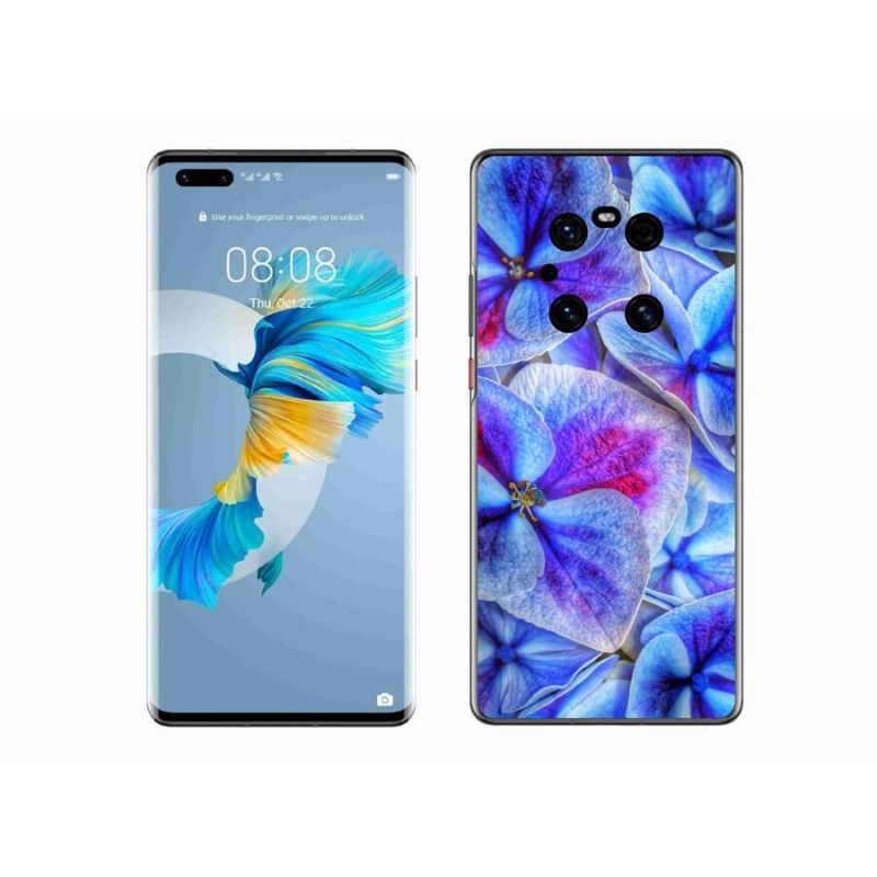 Gél védőhuzat mmCase mobiltelefonhoz Huawei Mate 40 Pro - kék virágok 1