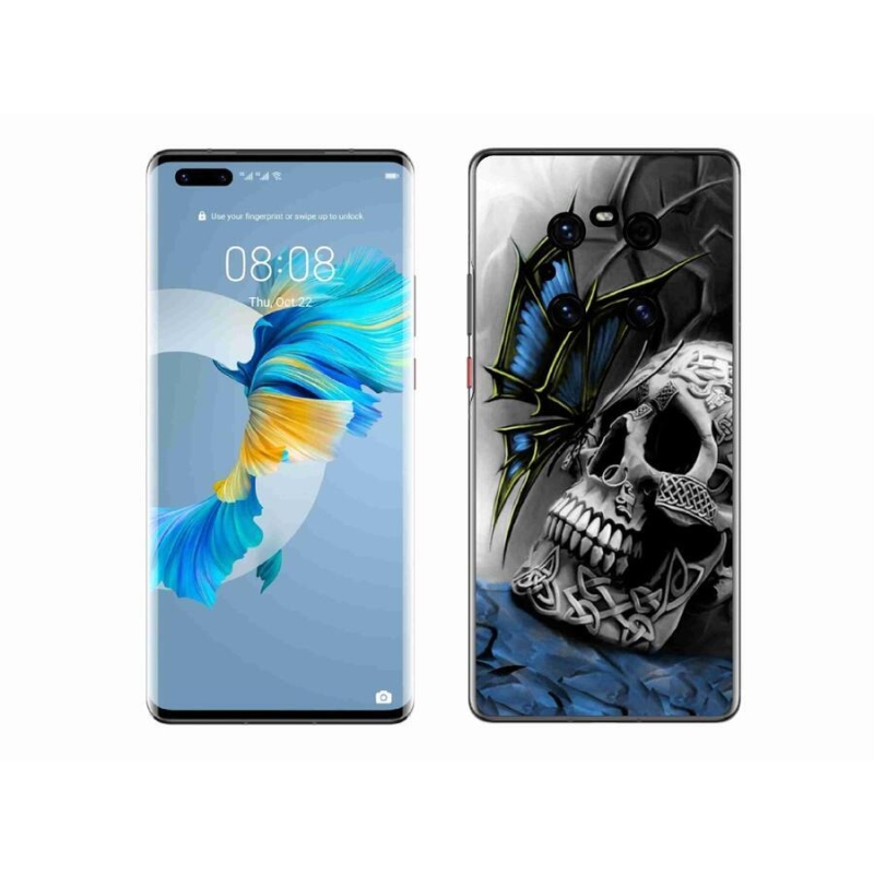 Gél borítás mmCase a Huawei Mate 40 Pro számára - pillangó és koponya