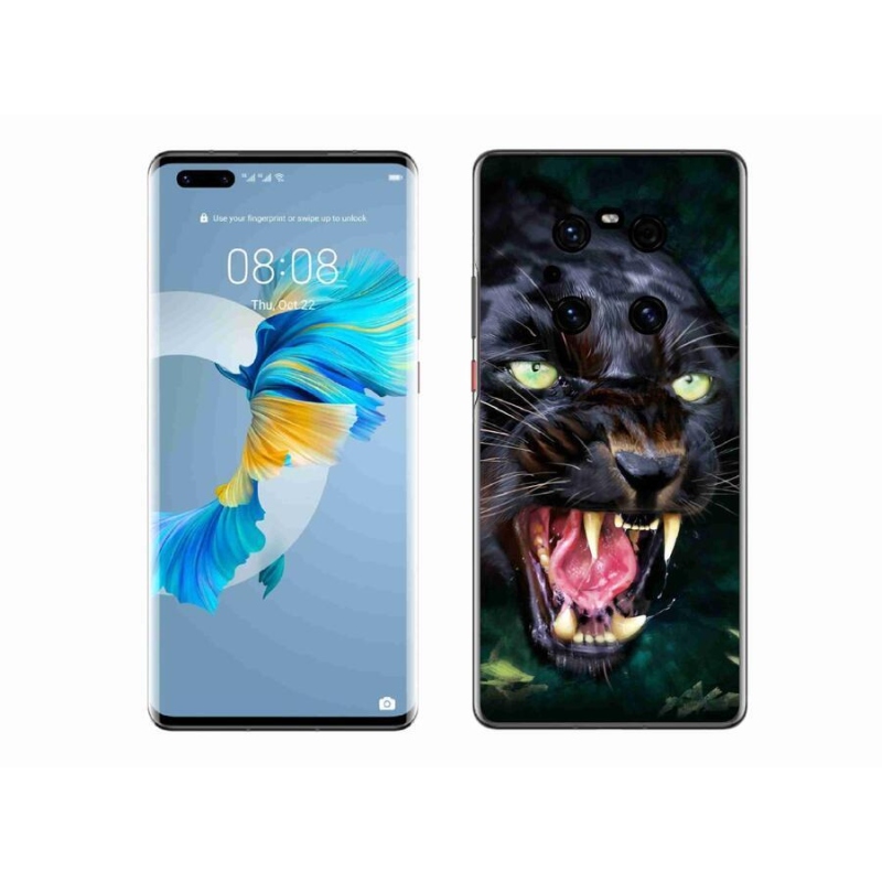 Zselés borítás mmCase a Huawei Mate 40 Pro készülékhez - dühös fekete párduc