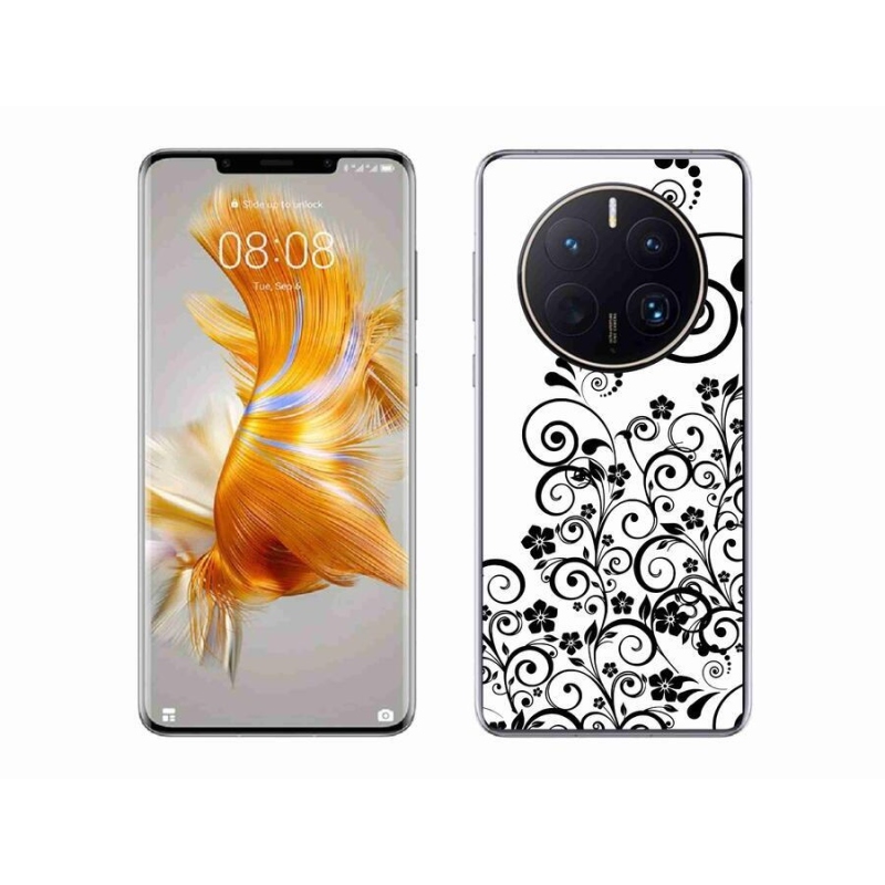 Zselés borítás mmCase a Huawei Mate 50 Pro készülékhez - fekete és fehér virágminták
