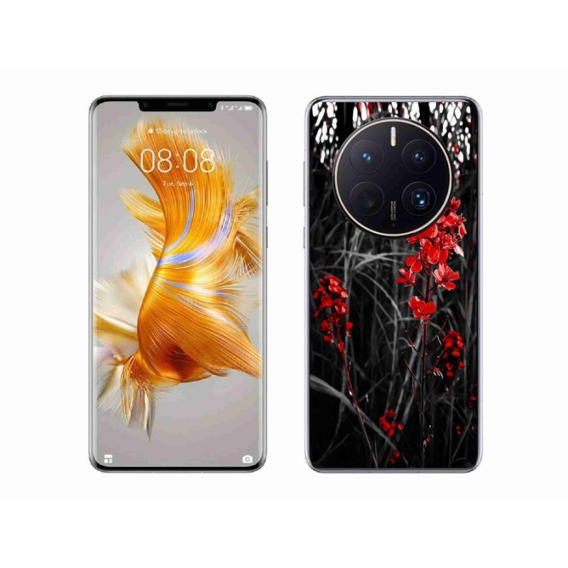 Gél borítás mmCase a Huawei Mate 50 Pro számára - piros növény