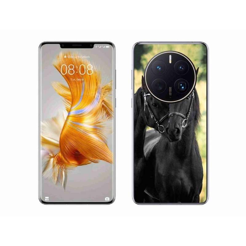 Zselés borítás mmCase a Huawei Mate 50 Pro számára - két fekete ló