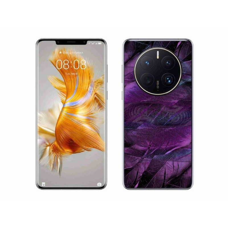 Zselés borítás mmCase a Huawei Mate 50 Pro készülékhez - lila tollak