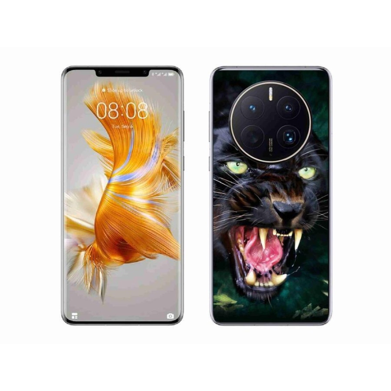 Zselés borítás mmCase a Huawei Mate 50 Pro készülékhez - dühös fekete párduc