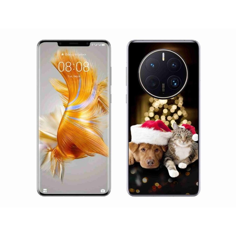 Gél borítás mmCase mobil Huawei Mate 50 Pro - Karácsonyi kutya és macska