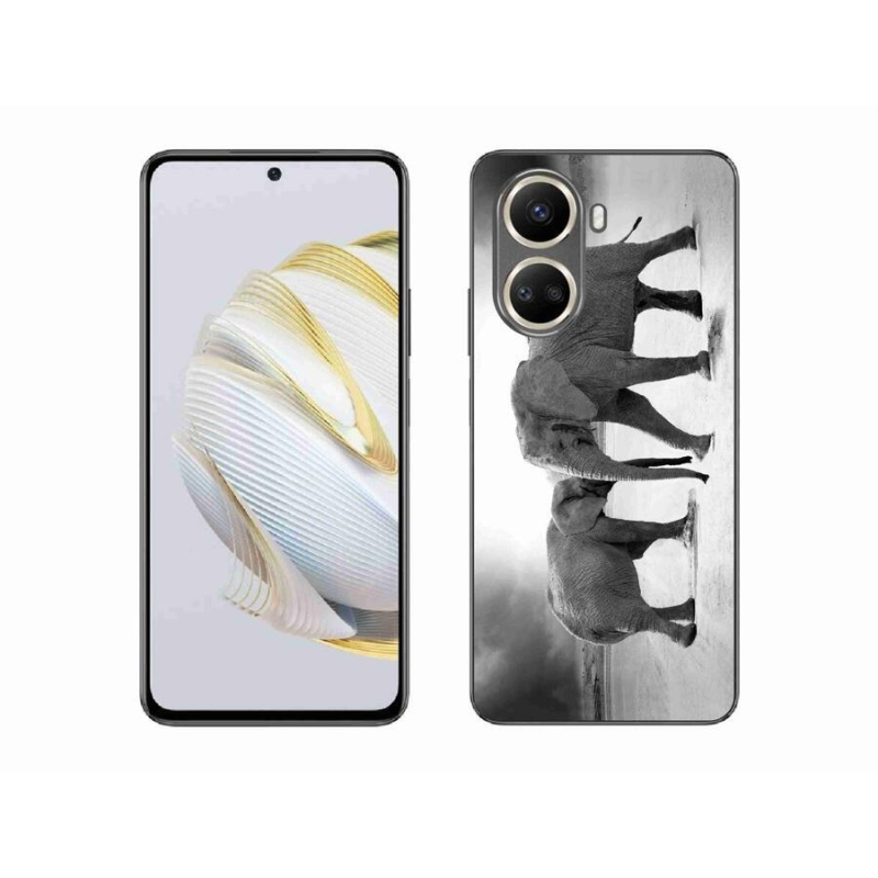 Gél borítás mmCase a Huawei Nova 10 SE számára - fekete és fehér elefántok