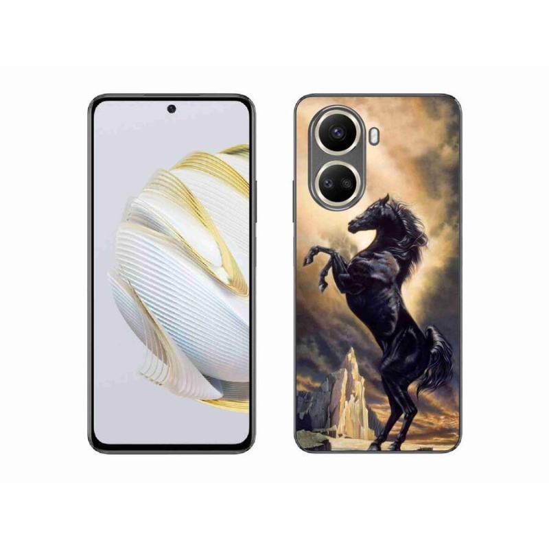 Gél borító mmCase a Huawei Nova 10 SE-hez - fekete rajzfilm ló