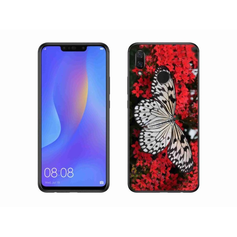 Gél borító mmCase a mobil Huawei Nova 3 - fekete-fehér pillangó 1