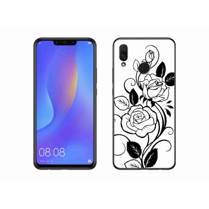 Gél borítás mmCase a Huawei Nova 3i készülékhez - fekete és fehér rózsa