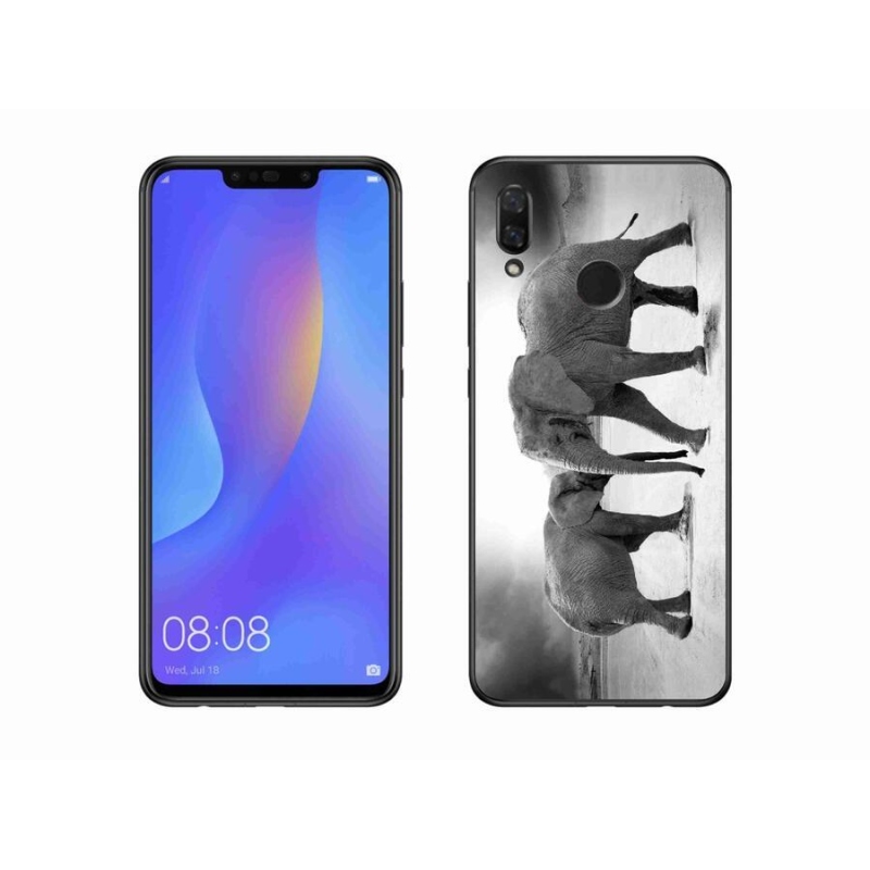 Gél borító mmCase a Huawei Nova 3i készülékhez - fekete és fehér elefántok