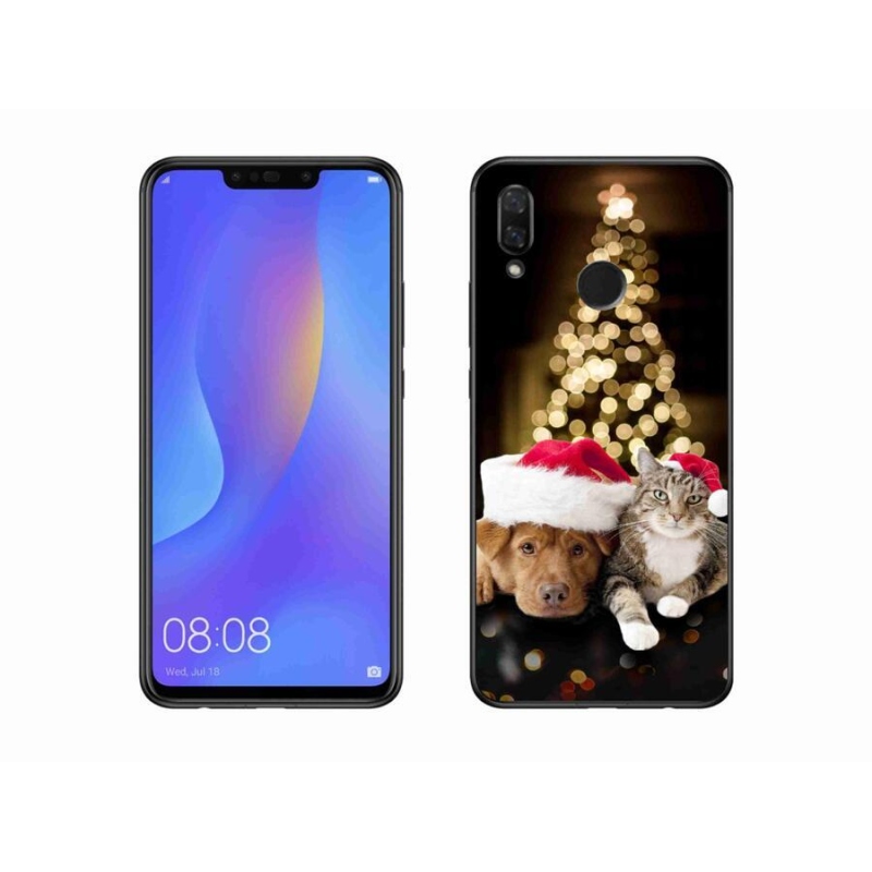 Gél borító mmCase mobil Huawei Nova 3i - Karácsonyi kutya és macska