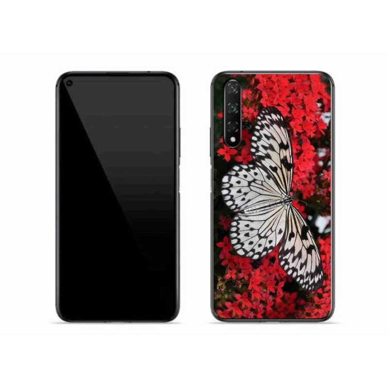 Gél borítás mmCase a Huawei Nova 5T-hez - fekete és fehér pillangó 1