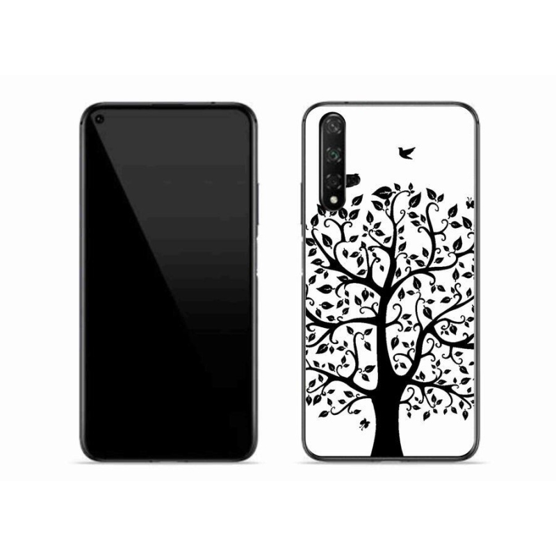 Gél borítás mmCase a Huawei Nova 5T-hez - fekete és fehér fa