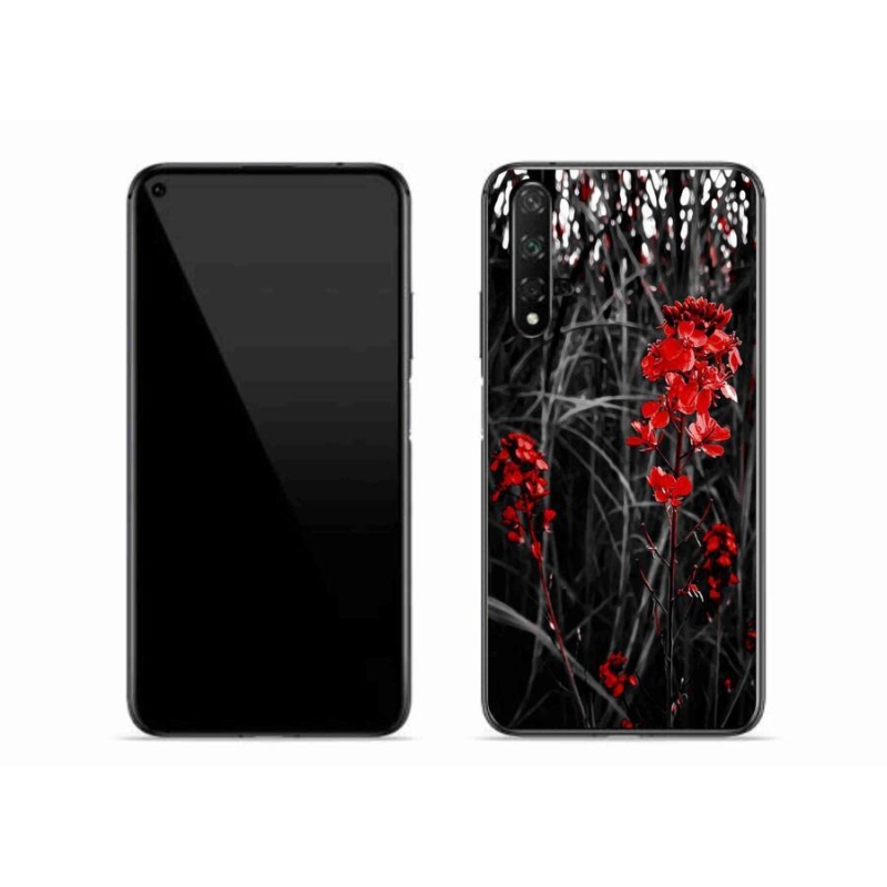 Gél borítás mmCase a Huawei Nova 5T számára - piros növény
