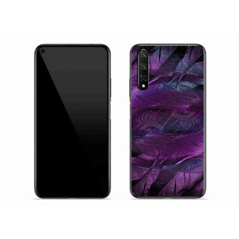 Gél borítás mmCase a Huawei Nova 5T számára - lila tollak