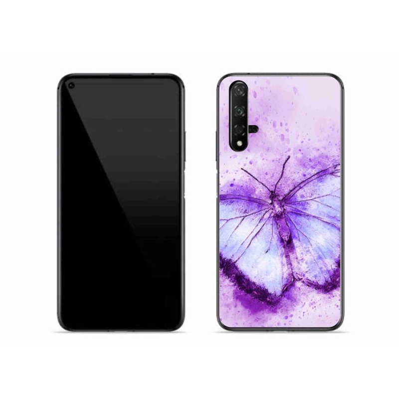 Gél borítás mmCase mobil Huawei Nova 5T - lila pillangó