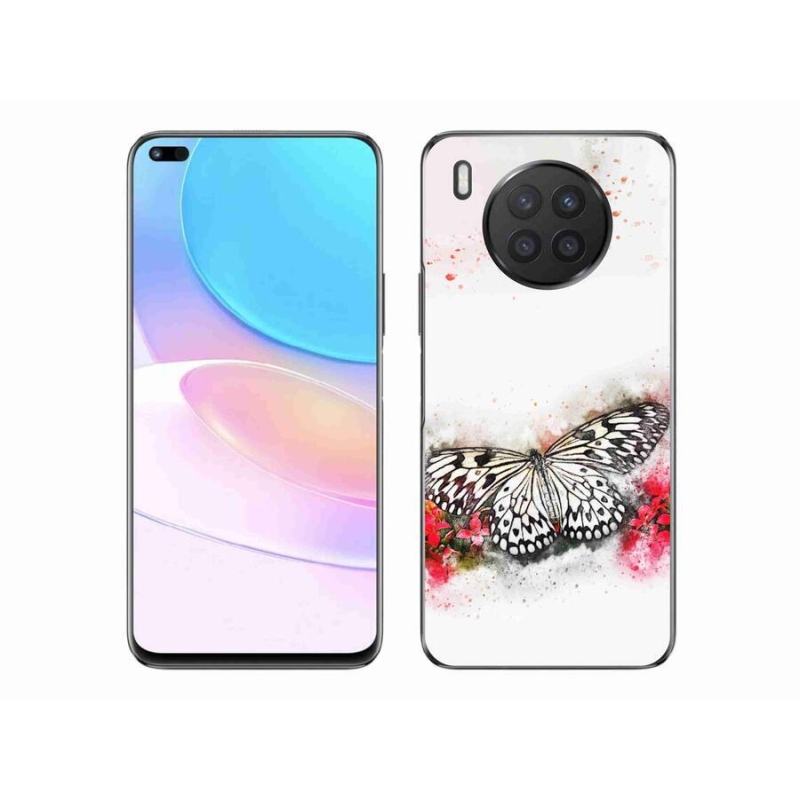 Gél borítás mmCase a Huawei Nova 8i készülékhez - fekete és fehér pillangó