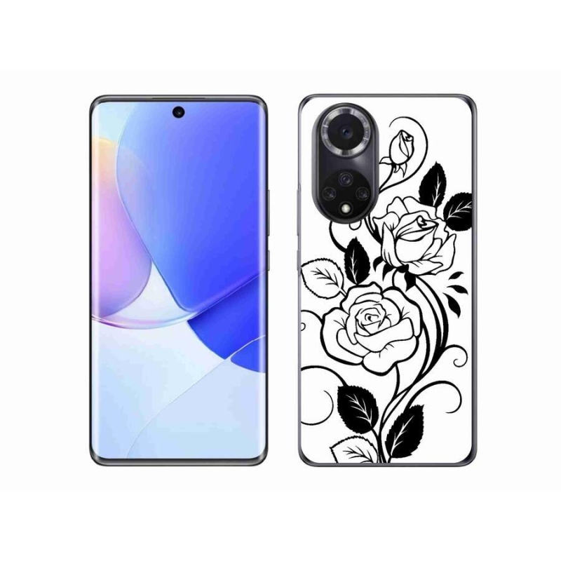 Gél borítás mmCase a Huawei Nova 9-hez - fekete és fehér rózsa