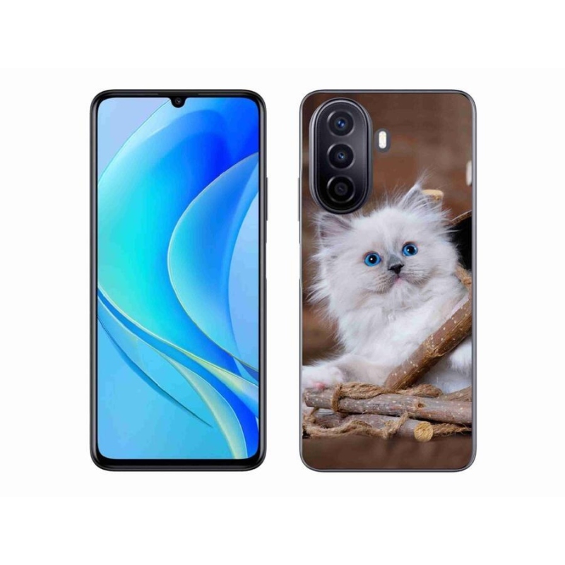 Gél borítás mmCase a Huawei Nova Y70 készülékhez - fehér cica