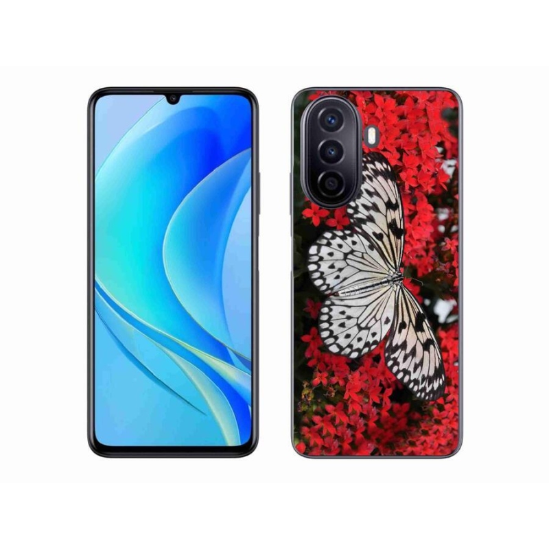 Gél borítás mmCase mobil Huawei Nova Y70 - fekete-fehér pillangó 1