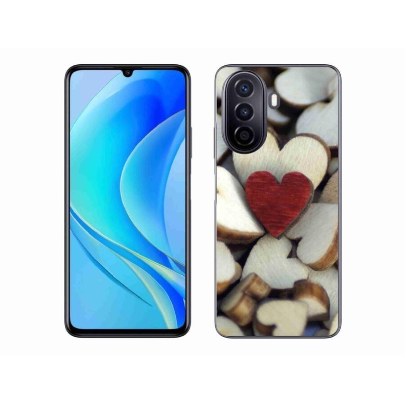 Gél borítás mmCase mobiltelefonhoz Huawei Nova Y70 - gravírozott piros szív