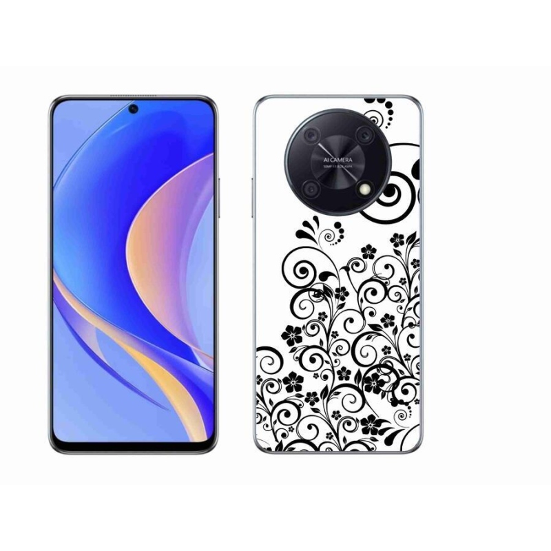 Gél borító mmCase mobil Huawei Nova Y90 - fekete-fehér virágminták