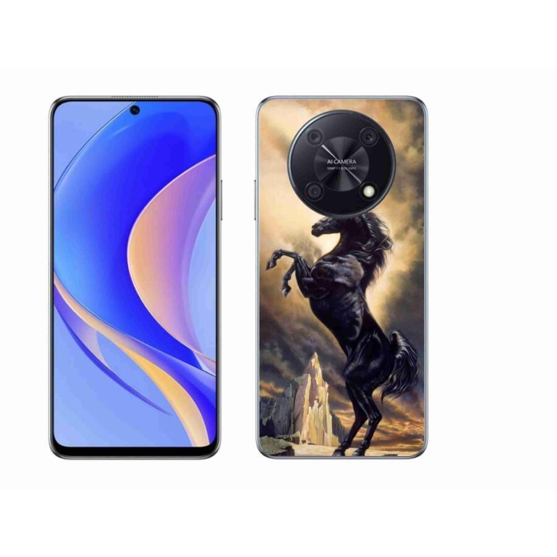 Gél borító mmCase a Huawei Nova Y90 készülékhez - fekete rajzfilm ló