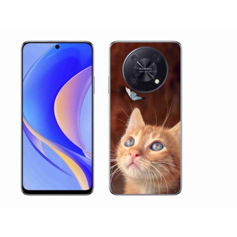 Gél borító mmCase a mobil Huawei Nova Y90 - pillangó és cica - mobiltelefonhoz