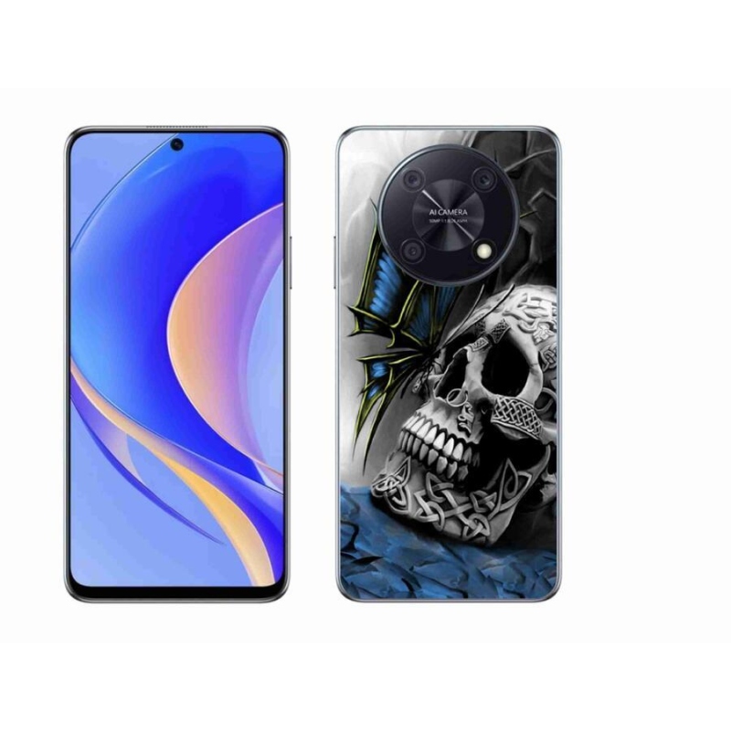 Gél borító mmCase a mobil Huawei Nova Y90 - pillangó és koponya számára