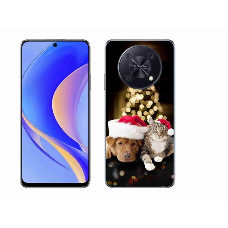 Gél borítás mmCase mobil Huawei Nova Y90 - Karácsonyi kutya és macska