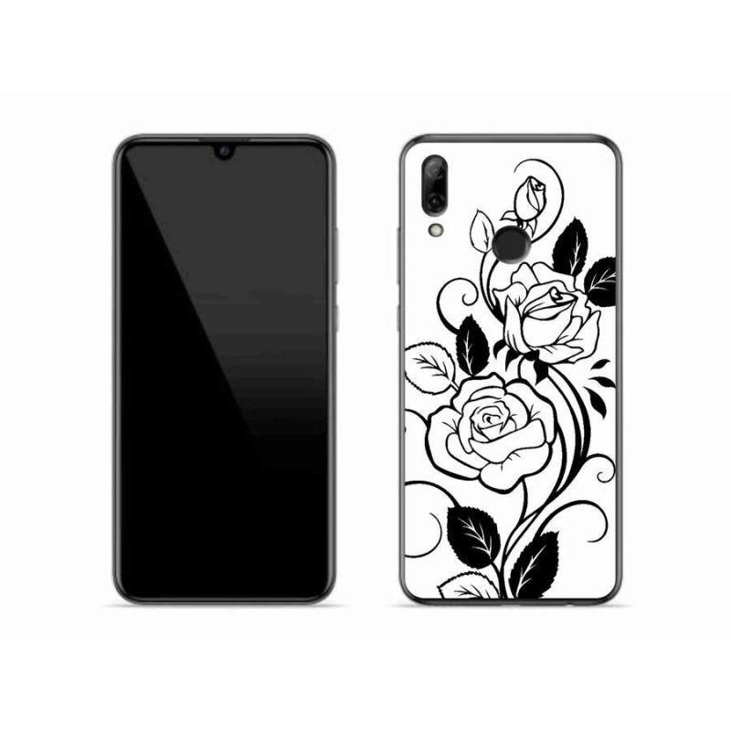 Gél borítás mmCase a Huawei P Smart (2019) - fekete és fehér rózsa