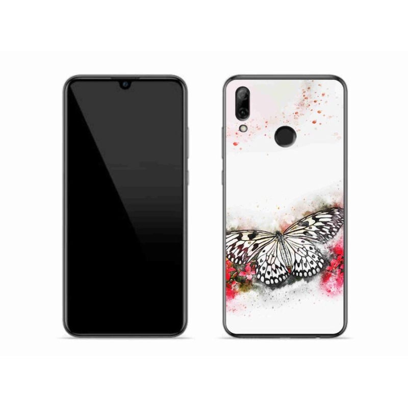 Gél borító mmCase a mobil Huawei P Smart (2019) - fekete-fehér pillangóhoz