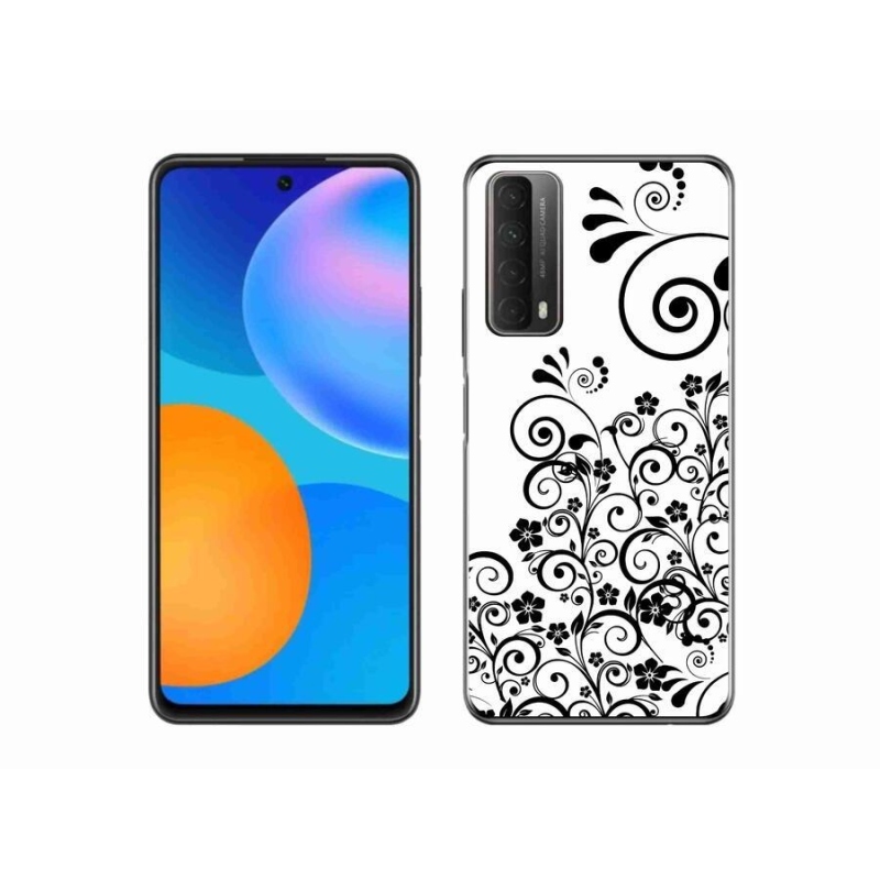 Gél borító mmCase mobiltelefonhoz Huawei P Smart (2021) - fekete-fehér virágminták