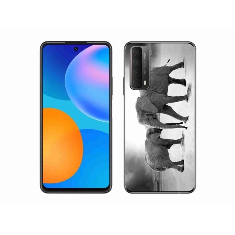 Gél borító mmCase a Huawei P Smart (2021) - fekete-fehér elefántokhoz