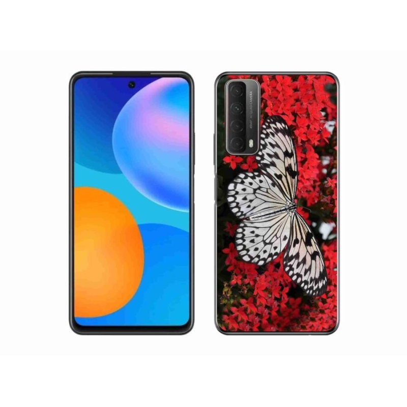 Gél védőhuzat mmCase mobiltelefonhoz Huawei P Smart (2021) - fekete-fehér pillangó 1