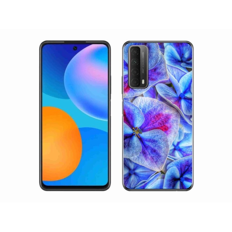Gél védőhuzat mmCase mobiltelefonhoz Huawei P Smart (2021) - kék virág 1