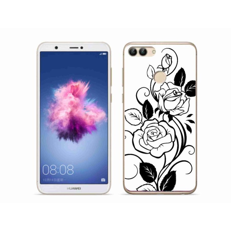 Gél borítás mmCase a Huawei P Smarthoz - fekete és fehér rózsa