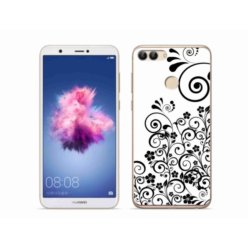 Gél borító mmCase a Huawei P Smart mobilhoz - fekete-fehér virágminták